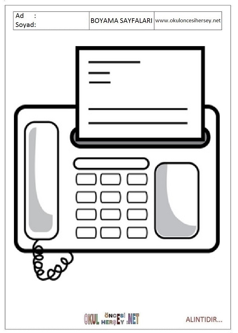 Çocuklar İçin Yazıcı-fax Boyama Sayfaları 